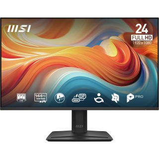 MSI PRO MP242 E14A Proffesional Bussiness Monitor, 23.8", 1ms, 144Hz IPS, 1920x1080, Adaptive Sync, EyesErgo, Anti-flicker, Eye-Q Check, HDR Ready, 300nits AG, 1500:1, 100M:1, sRGB 121%, DP, HDMI, D-Sub, 2x2W, Headphone out, Tilt, VESA 100, Black, 3.1kg