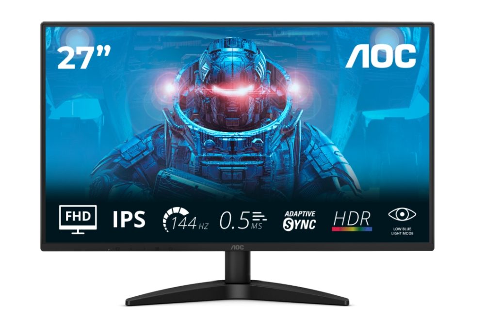 AOC 27B36X, 27" IPS WLED, 1920x1080@144Hz, 4ms GtG, 0.5ms MPRT, 300cd/m², 1500:1, DCR 20M:1, Adaptive Sync, FlickerFree, Low Blue Light, Tilt, HDMI, DP