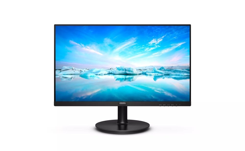 Philips 222V8LA 21.5" VA WLED монитор, 1920x1080@75Hz, 4ms GTG, 250cd/m2, 3000:1, Mega Infinity DCR, Adaptive Sync, FlickerFree, Low Blue Mode, 2Wx2, Tilt, D-SUB, HDMI, DP