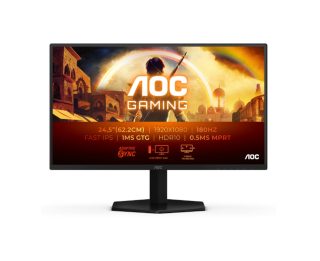 AOC 25G42E 24.5" Fast IPS WLED гейминг монитор, 1920x1080@180Hz, 1ms GtG, 0.5ms MPRT, 300cd/m², 1000:1, 80M:1, Adaptive Sync, FlickerFree, Low Blue Light, Tilt, HDMI, DP