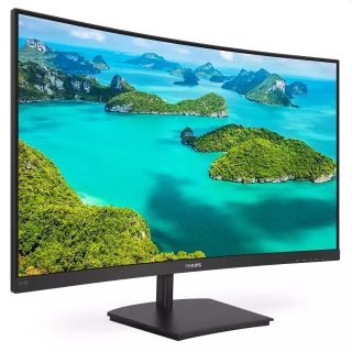 Монитор Philips 241E1SCA, 23.6" Извит 1500R VA WLED, 1920x1080@75Hz, 4ms GTG, 250cd/m2, 3000:1, Mega Infinity DCR, FreeSync/Adaptive Sync, FlickerFree, Low Blue Mode, 3Wx2, Tilt, D-SUB, HDMI