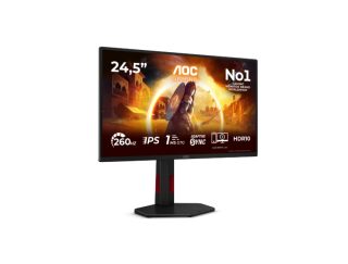 AOC 25G4ZR, 24.5" Fast IPS WLED, 1920x1080@260Hz (OC, Native 240Hz), 1ms GtG, 0.5ms MPRT, 300cd/m², 1000:1, 80M:1 DCR, Adaptive Sync, FlickerFree, Anti Blue Light, Tilt, Height Adjust, Pivot, Swivel, 2xHDMI, DP