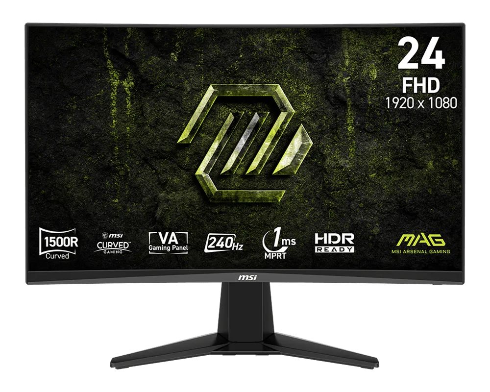 MSI MAG 245C X24 Gaming Monitor, 23.6", 1ms, 240Hz Curve 1500R VA, 1920x1080, AMD FreeSync Premium, AI Vision, Console Mode, HDR Ready, 300nits AG, 1.07B, 3000:1, 100M:1, DP(1.2a), 2xHDMI(2.0b), Headphone out, Tilt, VESA 100, Black, 3.2kg