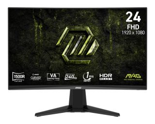 MSI MAG 245C X24 Gaming Monitor, 23.6", 1ms, 240Hz Curve 1500R VA, 1920x1080, AMD FreeSync Premium, AI Vision, Console Mode, HDR Ready, 300nits AG, 1.07B, 3000:1, 100M:1, DP(1.2a), 2xHDMI(2.0b), Headphone out, Tilt, VESA 100, Black, 3.2kg