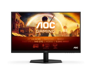 Монитор AOC 27G42E, 27" Fast IPS WLED, 1920x1080@180Hz, 1ms GtG, 0.5ms MPRT, 300cd/m2, 1000:1, 80M:1 DCR, Adaptive Sync, FlickerFree, Low Blue Light, Tilt, HDMI, DP