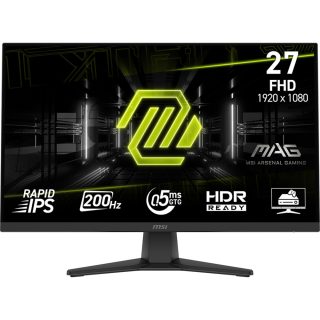 MSI MAG 272F Gaming Monitor, 27", 0.5ms, 200Hz Rapid IPS, 1920x1080, AMD FreeSync Premium, AI Vision, Console Mode, HDR Ready, 300nits AG, 1.07B, 1000:1, 100M:1, DP(1.2a), HDMI(2.0b), Headphone-out, Tilt, VESA 100, Internal PSU, Black, 3.9kg