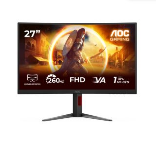 Монитор AOC C27G4Z2, 27" Curved 1500R, Fast VA, WLED, 1920x1080@260Hz (OC, Native 240Hz), 1ms GtG, 0.3ms MPRT, 300cd/m², 3000:1, Adaptive Sync, FlickerFree, Low Blue Mode, Tilt, Height Adjust, Swivel, 2xHDMI, DP