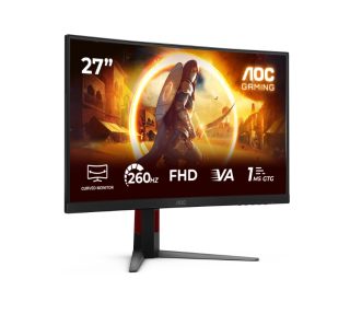 Монитор AOC C27G4Z2, 27" Curved 1500R, Fast VA, WLED, 1920x1080@260Hz (OC, Native 240Hz), 1ms GtG, 0.3ms MPRT, 300cd/m², 3000:1, Adaptive Sync, FlickerFree, Low Blue Mode, Tilt, Height Adjust, Swivel, 2xHDMI, DP