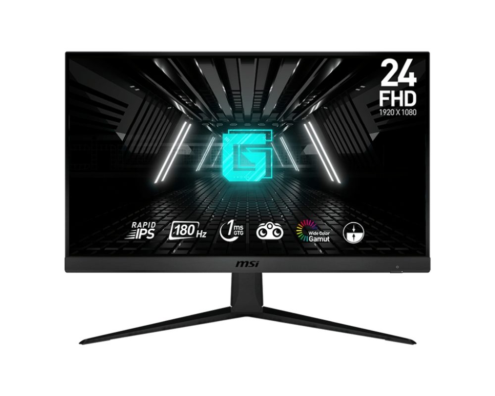 Монитор MSI G2412F, 23.8", Rapid IPS, 1ms, 180Hz, AG, FHD 1920x1080, Flat, 16:9, Adaptive-Sync, NIGHT VISION, Anti-Flicker, LESS BLUE LIGHT, Frameless, 300nits, 1000:1, 2x HDMI (2.0b), 1x DP (1.2a), Tilt, VESA, 36M