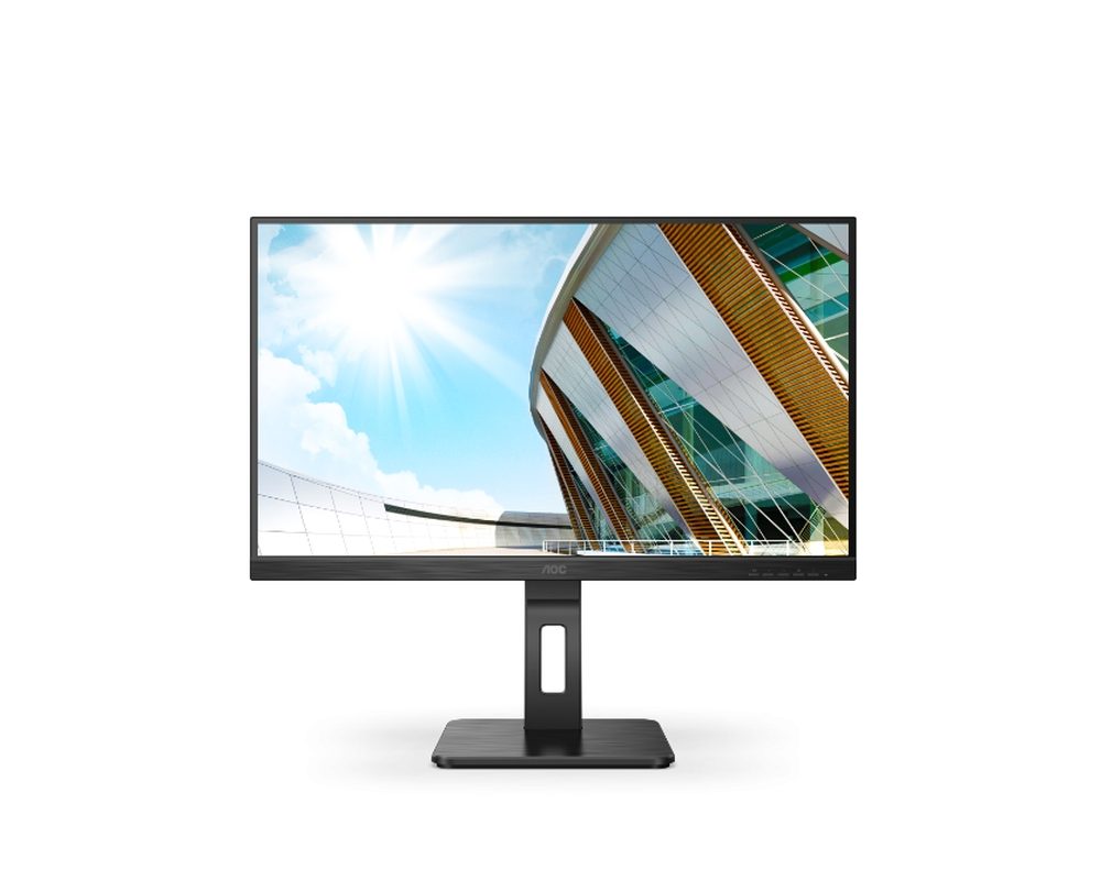 Монитор AOC 24P2QM, 23.8" VA WLED, 1920x1080@75Hz, 4ms GtG, 300cd/m², 3000:1, 50M:1 DCR, Adaptive Sync, Low Blue Light, FlickerFree, 2Wx2, Tilt, Height Adjust, Pivot, Swivel, D-SUB, DVI, HDMI, DP, USB hub