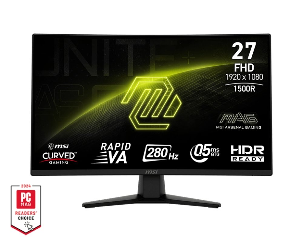 MSI MAG 274CXF 27" извит геймърски монитор, Rapid VA, 280Hz, 1920x1080, FreeSync Premium, HDR Ready, черен
