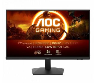 AOC C27G4ZXU 27" извит 1500R VA WLED геймърски монитор, 1920x1080@280Hz, 1ms GtG, 0.3ms MPRT, 300cd/m², 4000:1, 80M:1 DCR, Adaptive Sync, FlickerFree, Low Blue Light, 2Wx2, Tilt, регулиране на височина, завъртане, 2xHDMI, DP, USB хъб