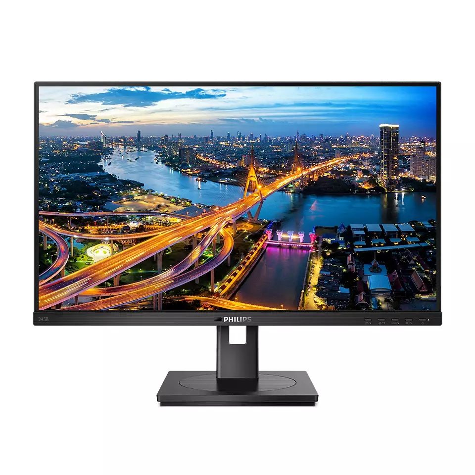 Монитор Philips 245B1, 23.8" IPS WLED, 2560x1440@75Hz, 4ms GtG, 250cd/m², 1000:1, DCR 50M:1, Adaptive Sync, FlickerFree, Low Blue Mode, 2Wx2, Tilt, Height Adjust, Pivot, Swivel, DVI, HDMI, DP, USB hub