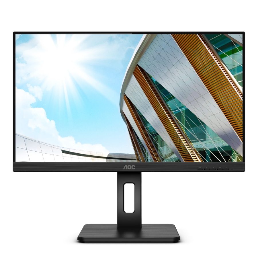 Монитор AOC Q24P2Q, 23.8" IPS WLED, 2560x1440@75Hz, 4ms GtG, 250cd/m2, 1000:1, DCR 50M:1, FlickerFree, Low Blue Light, 2Wx2, Tilt, Height Adjust, Pivot, Swivel, D-SUB, HDMI, DP, USB hub