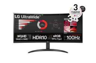 LG 34WR50QK-B 34" UltraWide Curved монитор