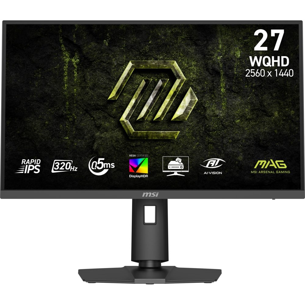 MSI MAG 274QPF X32 Gaming Monitor, 27", 0.5ms, 320Hz Rapid IPS, 2560x1440, G-SYNC, AMD FreeSync Premium, AI Vision, Console Mode, HDR400, 300nits AG, 1.07B, 1000:1, 100M:1, DP(1.4a), 2xHDMI(2.1), Headphone out, Pivot, Heigh Adj., VESA 100, Black, 6.7kg