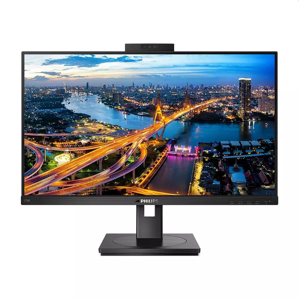 Philips 275B1H/00 27" IPS WLED монитор, 2560x1440@75Hz, 4ms GTG, 300cd/m2, 1000:1, DCR 50M:1, Adaptive Sync, FlickerFree, Low Blue Mode, 3Wx2, Webcam, Tilt, Height Adjust, Pivot, Swivel, DVI, HDMI, DP, USB hub