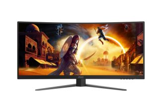 AOC CU34G4, 34" Извит 1500R VA WLED, 3440x1440@180Hz, 1ms GtG, 0.5ms MPRT, 300cd/m2, 2500:1, 80M:1 DCR, Adaptive Sync, FlickerFree, Low Blue Light, Наклон, Регулиране на височина, Завъртане, 2xHDMI, DP