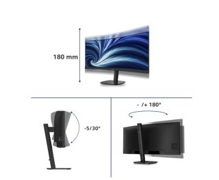 Монитор Philips 34B2N3500C, 34" Curved 1500R, VA, WLED, 3440x1440@120Hz, 4ms GtG, 350cd/m², 3500:1, 50M:1 DCR, Adaptive Sync, FlickerFree, SoftBlue, 5Wx2, Tilt, Height Adjust, Swivel, 2xHDMI, DP, USB hub