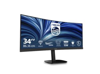 Монитор Philips 34B2N3500C, 34" Curved 1500R, VA, WLED, 3440x1440@120Hz, 4ms GtG, 350cd/m², 3500:1, 50M:1 DCR, Adaptive Sync, FlickerFree, SoftBlue, 5Wx2, Tilt, Height Adjust, Swivel, 2xHDMI, DP, USB hub