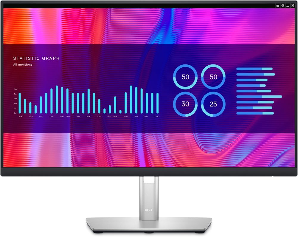 Dell P2423DE 23.8" широк LED AG IPS монитор, 5ms, 1000:1, 300 cd/m2, 2560x1440, 99% sRGB, HDMI, DP, USB-C хъб, USB 3.2 Gen 1, RJ-45, ComfortView, височина, Pivot, Swivel, Tilt, черен