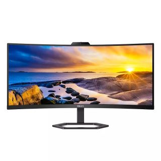 Philips 34E1C5600HE 34" Извит 1500R VA WLED монитор, 3440x1440@100Hz, 4ms GtG, 1ms MPRT, 300cd/m², 3000:1, Mega Infinity DCR, Adaptive Sync, FlickerFree, Low Blue Light, 5Wx2, 5MP FHD камера, наклон, регулиране на височина, HDMI, DP, USB хъб