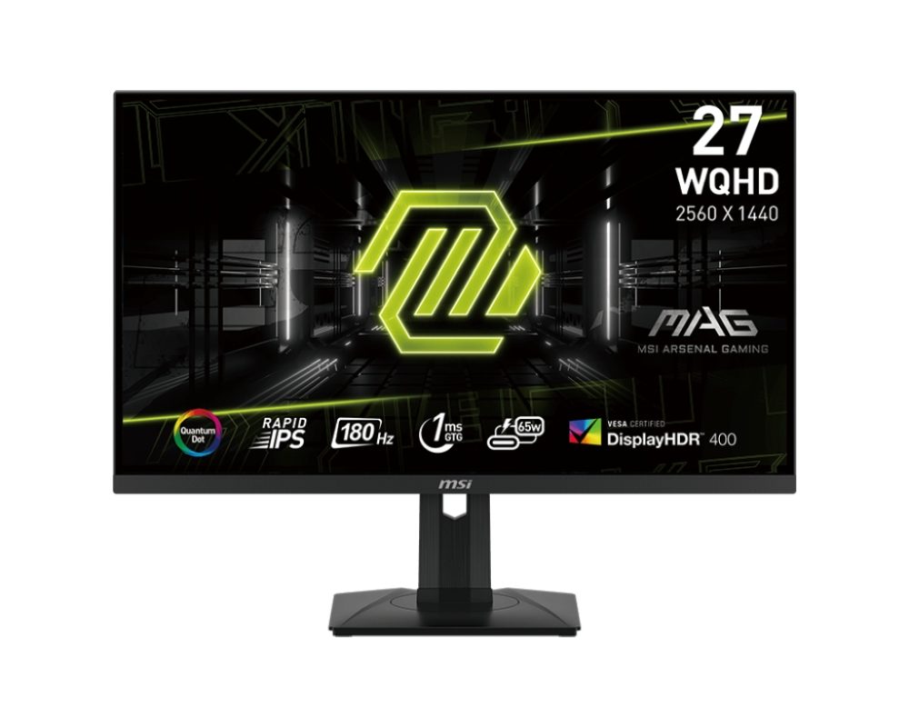 MSI MAG 274QRF QD E2, 27" Rapid IPS, 1ms, 180Hz, Flat, WQHD 2560x1440, Quantum Dot technology, DisplayHDR 400, Mystic Light, Gaming Intelligence App, 1x DP(1.4a), 2x HDMI (2.0b), 1x Type-C (DP alt.) wPD 65W charging, Heigh Adj. 130mm, Tilt, Vesa 75