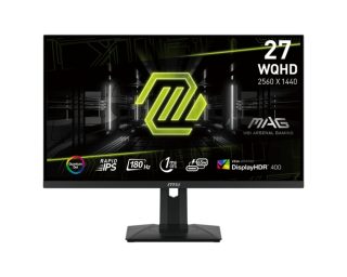 MSI MAG 274QRF QD E2, 27", Rapid IPS, 1ms, 180Hz, Flat, WQHD 2560x1440, Quantum Dot технология, DisplayHDR 400, Mystic Light, APP, 300 нита, 2500:1, 100M:1, 1x DP(1.4a), 2x HDMI (2.0b), 1x Type-C (DP alt.) с PD 65W зареждане, регулиране на височината 130mm, наклон, Vesa 75