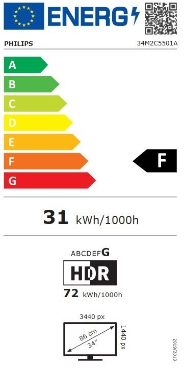 Philips 34M2C5501A, 34" извит 1500R VA WLED монитор, 3440x1440@180Hz, 1ms GtG, 0.3ms MPRT, 350cd/m2, 3000:1, Mega Infinity DCR, Adaptive Sync, FlickerFree, 5Wx2, Tilt, Height Adjust, Swivel, 2xHDMI, DP, USB hub