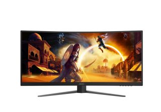 AOC CU34G4Z, 34" извит 1500R, VA, WLED, 3440x1440@240Hz, 1ms GtG, 0.3ms MPRT, 450cd/m², 2500:1, 80M:1 DCR, Adaptive Sync, FlickerFree, Low Blue Light, Tilt, Height Adjust, Pivot, Swivel, 2xHDMI, DP, USB hub