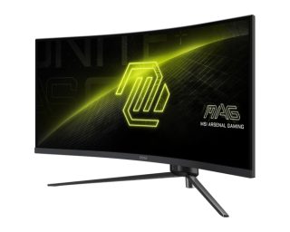 MSI MAG 345CQR 34" извит гейминг монитор, VA, 180Hz, 1ms, UWQHD 3440x1440, 21:9, FreeSync Premium, HDR, Ai VISION, LBL, Night Vision, Console mode, VRR, CEC, 300 нита, 3000:1, 100M:1, DP (1.4a), 2x HDMI (2.0b), Headphone out, Регулируема стойка 100mm, Завъртане, Наклон, VESA