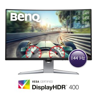 Монитор BenQ EX3203R, 31,5" VA, 144Hz, 4ms, QHD 2560x1440, извит LED 1800R, FreeSync2, 90% DCI-P3, Display HDR 400, Eye-Care, Flicker-free, LBL, B.I.+, 3000:1, 20M:1 DCR, 400 cd/m2, 8bit, HDMI x2, DP, USB Type-C, USB 3.1, регулиране на височината, наклон, сив