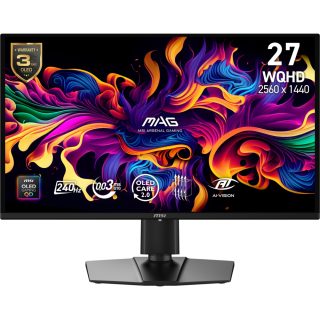 MSI MAG 274QP QD-OLED X24 Gaming Monitor, 26.5", 0.03ms, 240Hz, 2560x1440, G-SYNC, AMD FreeSync Premium, AI Vision, Console Mode, ClearMR 13000, HDR Ready, DP(1.4a), 2xHDMI(2.1), Pivot, Height Adj., VESA 100, Black, 6.7kg
