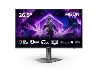AOC AG276QKD2 26.5" QD-OLED геймърски монитор, 2560x1440@500Hz, 0.03ms GtG, 1000cd/m², 1.5M:1, 80M:1 DCR, Adaptive Sync, Low Blue Light, FlickerFree, 5Wx2, Tilt, Height Adjust, Pivot, Swivel, 2xHDMI, DP, USB hub