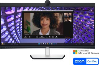 Dell P3424WEB 34" извит видеоконферентен монитор, WQHD, IPS, 21:9, 5ms, 1000:1, 300 cd/m2, 3440x1440, 99% sRGB, HDMI, DP, USB-C, USB 3.2 хъб, RJ45, ComfortView Plus, регулиране на височината, завъртане, наклон, черен