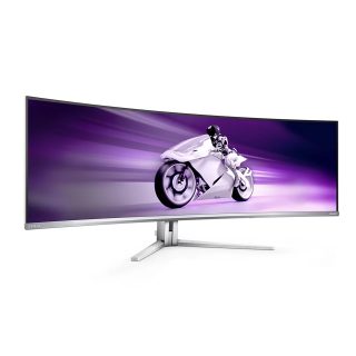 Philips Evnia 49M2C8900, 48.8" извит 1800R QD-OLED, 5120x1440@240Hz, 0.03 GtG, яркост 1000, 1000000:1, DCR 80M:1, Adaptive Sync, FlickerFree, Low Blue Mode, 7.5Wx4+DTS, наклон, регулиране на височина, завъртане, 2xHDMI, DP, USB хъб