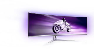 Philips Evnia 49M2C8900, 48.8" извит 1800R QD-OLED, 5120x1440@240Hz, 0.03 GtG, яркост 1000, 1000000:1, DCR 80M:1, Adaptive Sync, FlickerFree, Low Blue Mode, 7.5Wx4+DTS, наклон, регулиране на височина, завъртане, 2xHDMI, DP, USB хъб