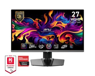 MSI MPG 271QRX QD-OLED гейминг монитор, 26.5", 360Hz, 0.03ms, WQHD 2560x1440, Oled Care 2.0, Fanless Design with Graphene, ClearMR 13000