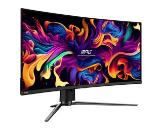 Монитор MSI MPG 341CQPX QD-OLED, 34.18", 0.03ms, 240Hz, 3440x1440 (UWQHD), 21:9, извит 1800R, FreeSync Premium Pro, ClearMR 13000, HDR True Black 400, 1000 нита, 3000:1, DCR 150M:1, DP 1.4a, 2x HDMI 2.1, Type-C DP с PD 98W, USB хъб, регулиране на височината, черен, 8.8kg