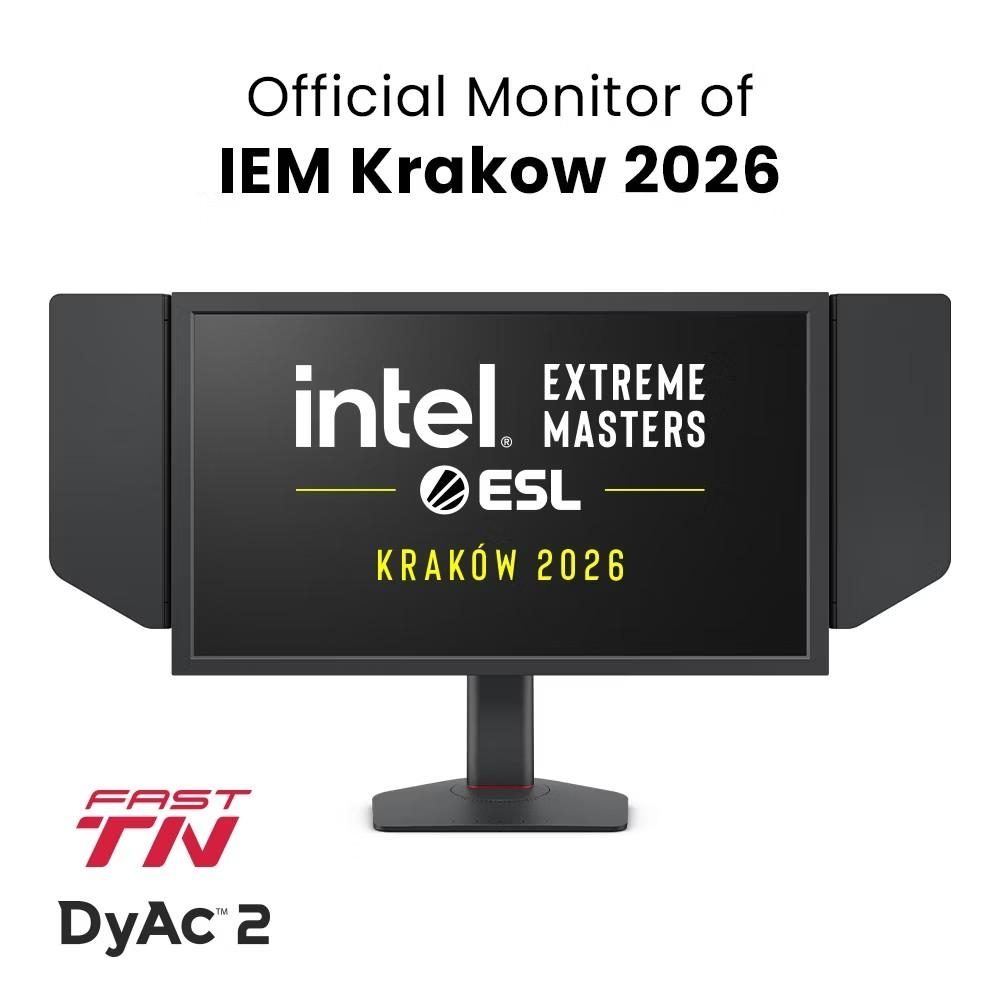 Монитор BenQ ZOWIE XL2586X+, 24.1", 600Hz, FHD FAST TN, за еспорт, CS2, Valorant, DyAc 2, Shield, S Switch, Black eQualizer, Color Vibrance, LBL, Flicker-free, K Locker, XL Setting to Share, 3x HDMI (2.1), DP (1.4), 3.5 Jack, завъртане, накланяне, регулиране на височина 155mm
