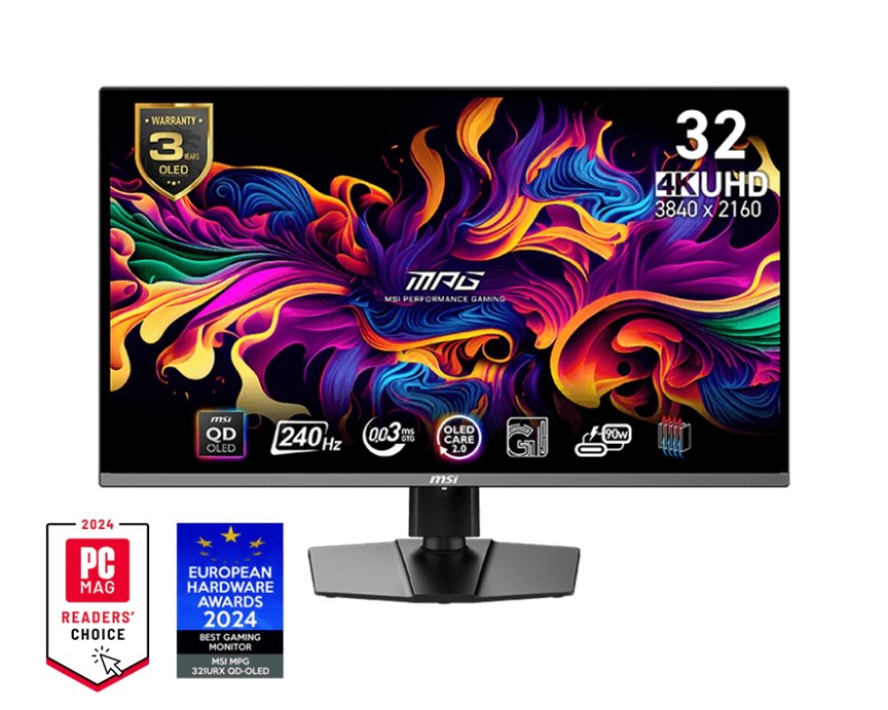 MSI MPG 321URX QD-OLED геймърски монитор, 31.5", 240Hz, 0.03ms, UHD 3840x2160