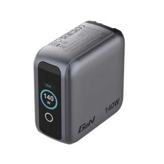 Verbatim Mini GaN Charger 140W с дисплей + 140W USB-C към USB-C кабел (зареждане и трансфер на данни) Сив