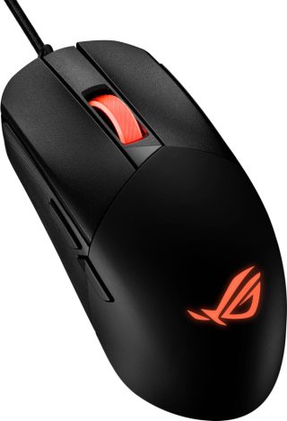 Asus ROG Strix Impact III Gaming Mouse, Semi-Ambidextrous, Wired, Lightweight, 12000 DPI sensor, 5 programmable buttons, Replaceable switches, Paracord cable, FPS gaming mouse, Black