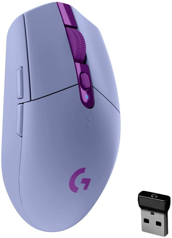Logitech G305 Wireless Mouse, Lightsync RGB, Lightspeed Wireless, HERO 12K DPI Sensor, 400 IPS, 6 Programmable Buttons, Lilac