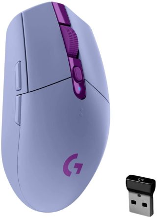 Logitech G305 Wireless Mouse, Lightsync RGB, Lightspeed Wireless, HERO 12K DPI Sensor, 400 IPS, 6 Programmable Buttons, Lilac