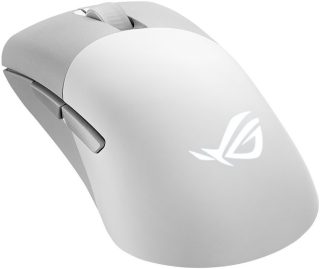 Asus ROG Keris Wireless AimPoint Gaming Mouse, Tri-mode connectivity (2.4GHz RF, Bluetooth, Wired), 36000 DPI sensor, 5 programmable buttons, ROG SpeedNova, Replaceable switches, Paracord cable, White