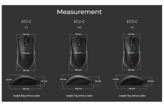 BenQ ZOWIE EC3-CW Безжична мишка за еспорт, размер S, 79g, до 1000 Hz, до 3200 DPI, сензор 3370, асиметричен ергономичен дизайн с по-къса обща дължина, намалено тегло, 24-стъпково скрол колелце, без драйвери, plug and play, вдъхновена от Emil 'HeatoN' Chri