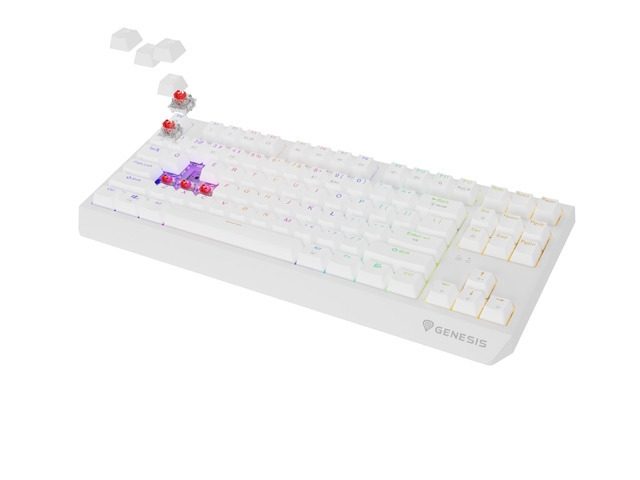 Genesis Gaming Keyboard Thor 230 TKL Wireless US White RGB Mechanical Outemu Red