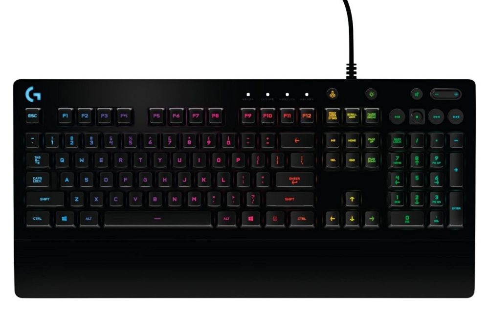Logitech G213 Prodigy Gaming Keyboard, Lightsync, Spill Resistant, Palm Rest, Media Controls, Black
