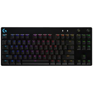 Logitech G Pro TKL клавиатура, GX Clicky, Lightsync RGB, отделящ се кабел, 3-степенна настройка на ъгъла, 12 програмируеми F клавиша, черна